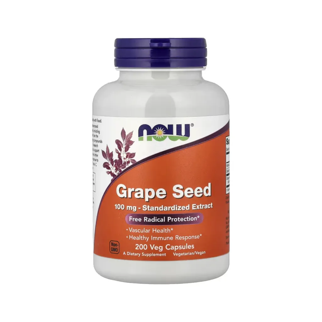 Now Foods Semilla De Uva Extracto Estandarizado 100 Mg, Respuesta Inmunitaria Saludable 200 Cápsulas Vegetales 
