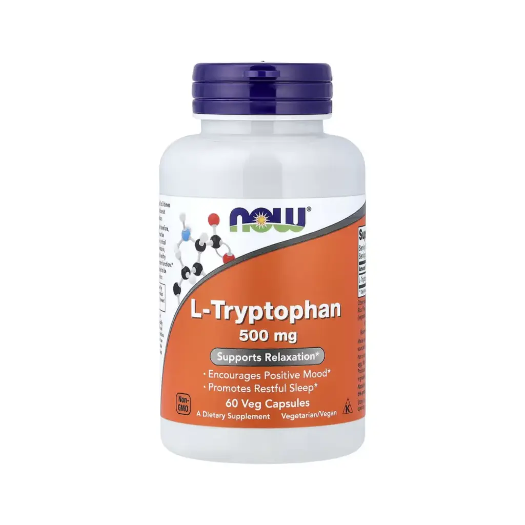 Now Foods L-Triptófano 500 Mg, Promueve La Relajación, Favorece El Buen Estado De Ánimo 60 Cápsulas Vegetales