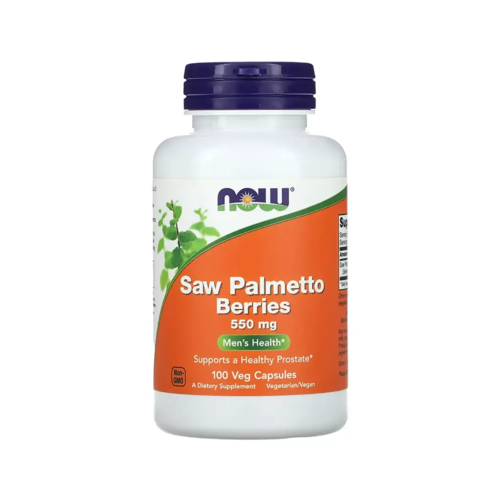 Now Foods Saw Palmetto Berries Salud Masculina 550 Mg, 100 Cápsulas Vegetales