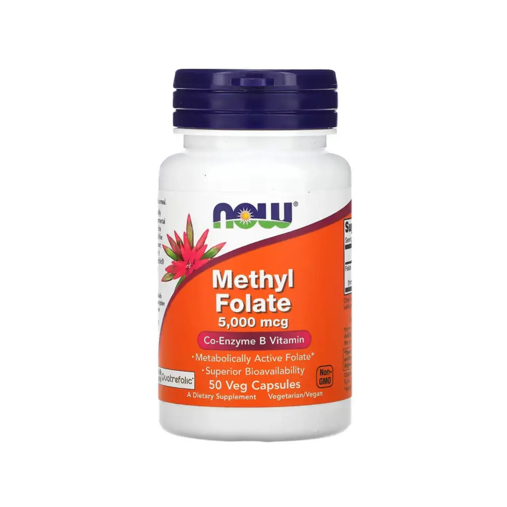 Now Foods Metilfolato 5000 Mcg, Coenzima De La Vitamina B, 50 Cápsulas Vegetales 