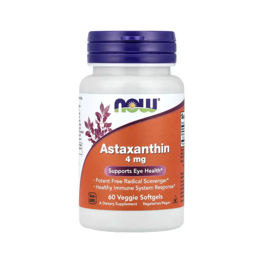 Now Foods Astaxantina 4 Mg, Potente Antioxidante Carotenoide, Favorece La Salud Ocular 60 Cápsulas Blandas Vegetales 