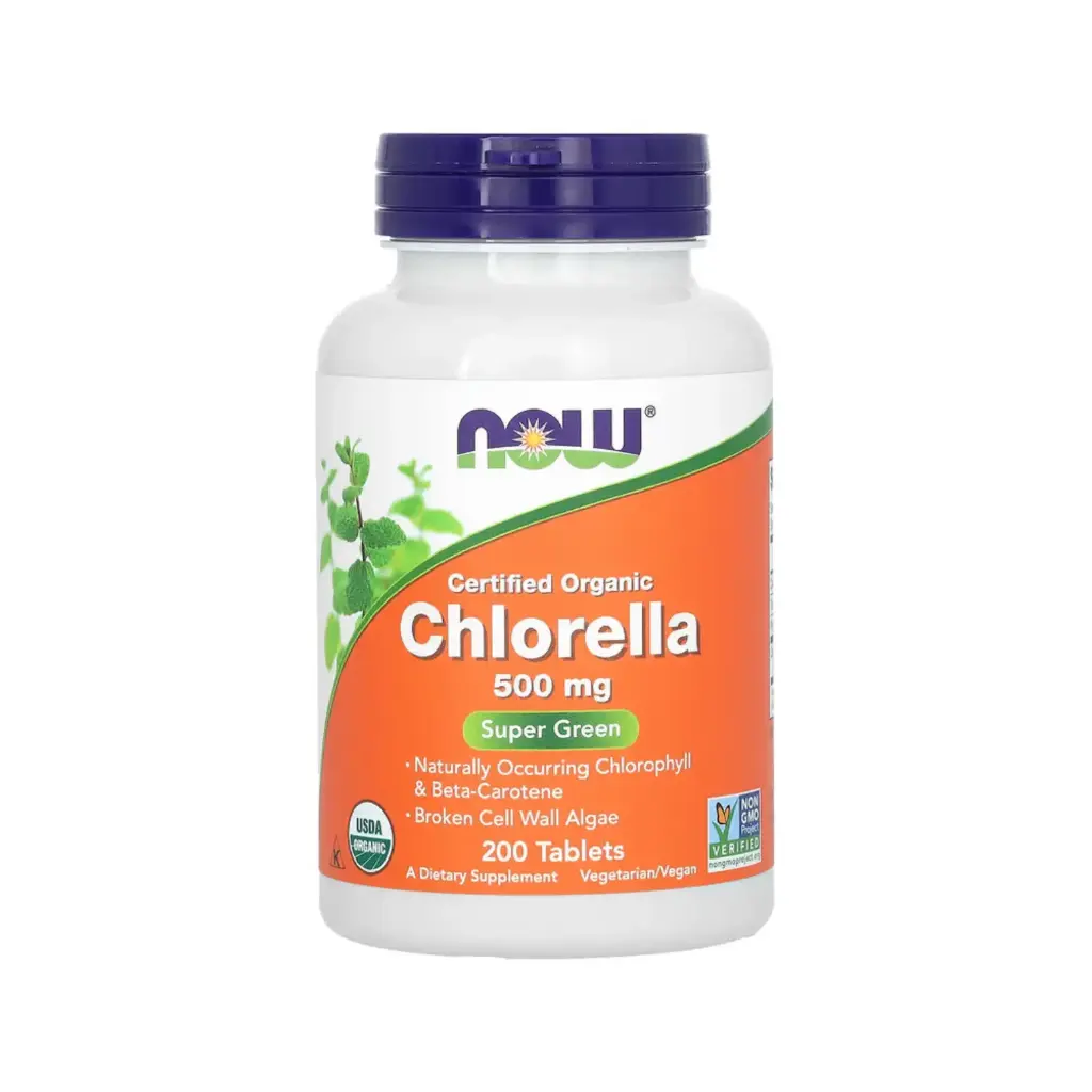 Now Foods Clorela Orgánica Certificada 500 Mg 200 Tabletas