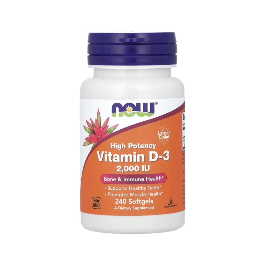 [733739003775] Now Foods Vitamina D3 Alta Potencia 2000 UI, Salud De Los Huesos Y El Sistema Inmunitario 240 Cápsulas Blandas 