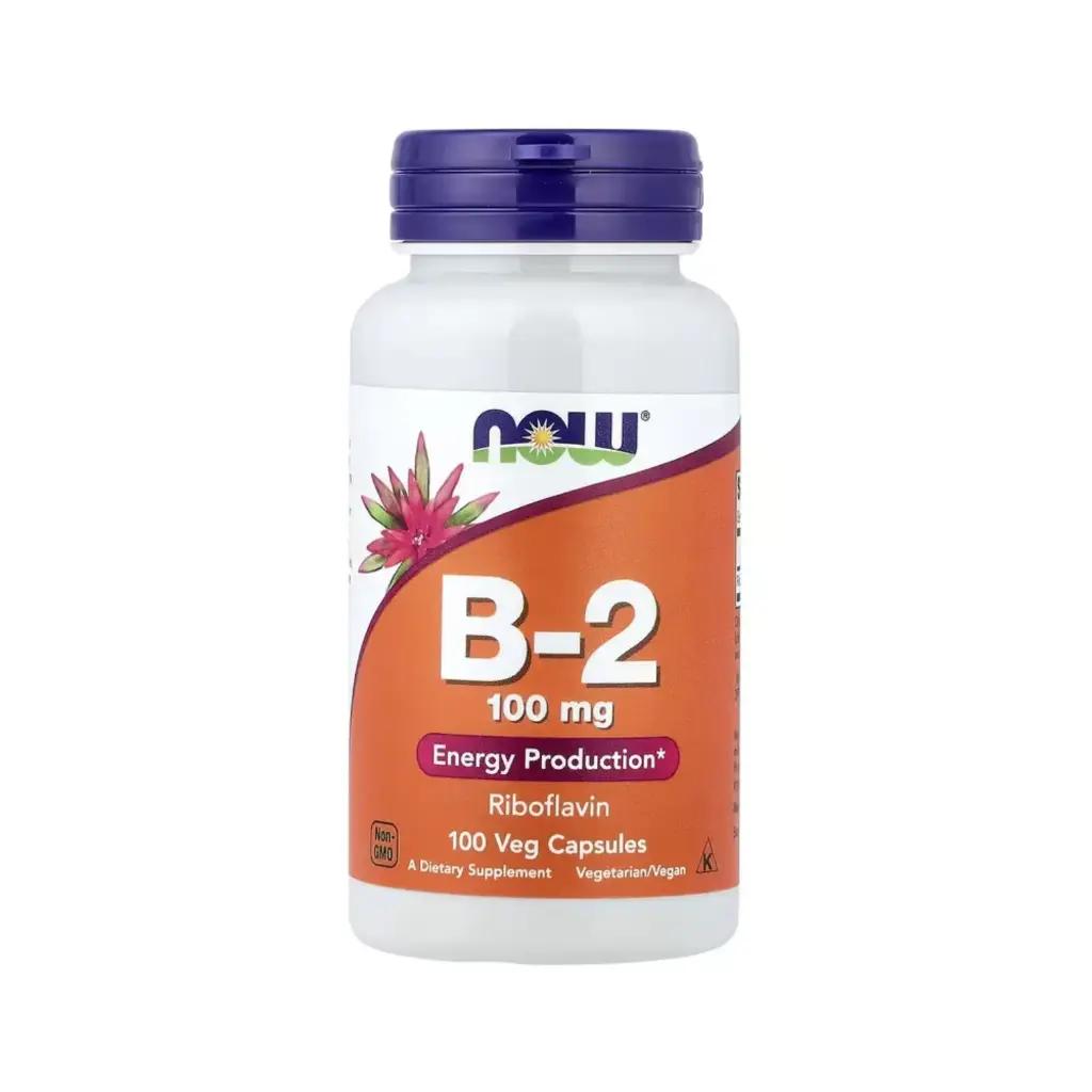 Now Foods Vitamina B2 100 Mg, Producción De Energía 100 Cápsulas Vegetales