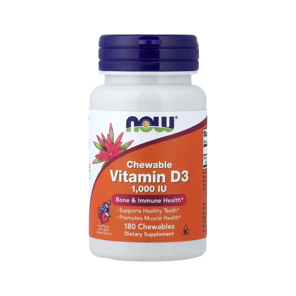[733739003577] Now Foods Vitamina D3 1000 IU, Promueve La Salud Dental, Refuerzo Estructural 180 Tabletas Masticables 
