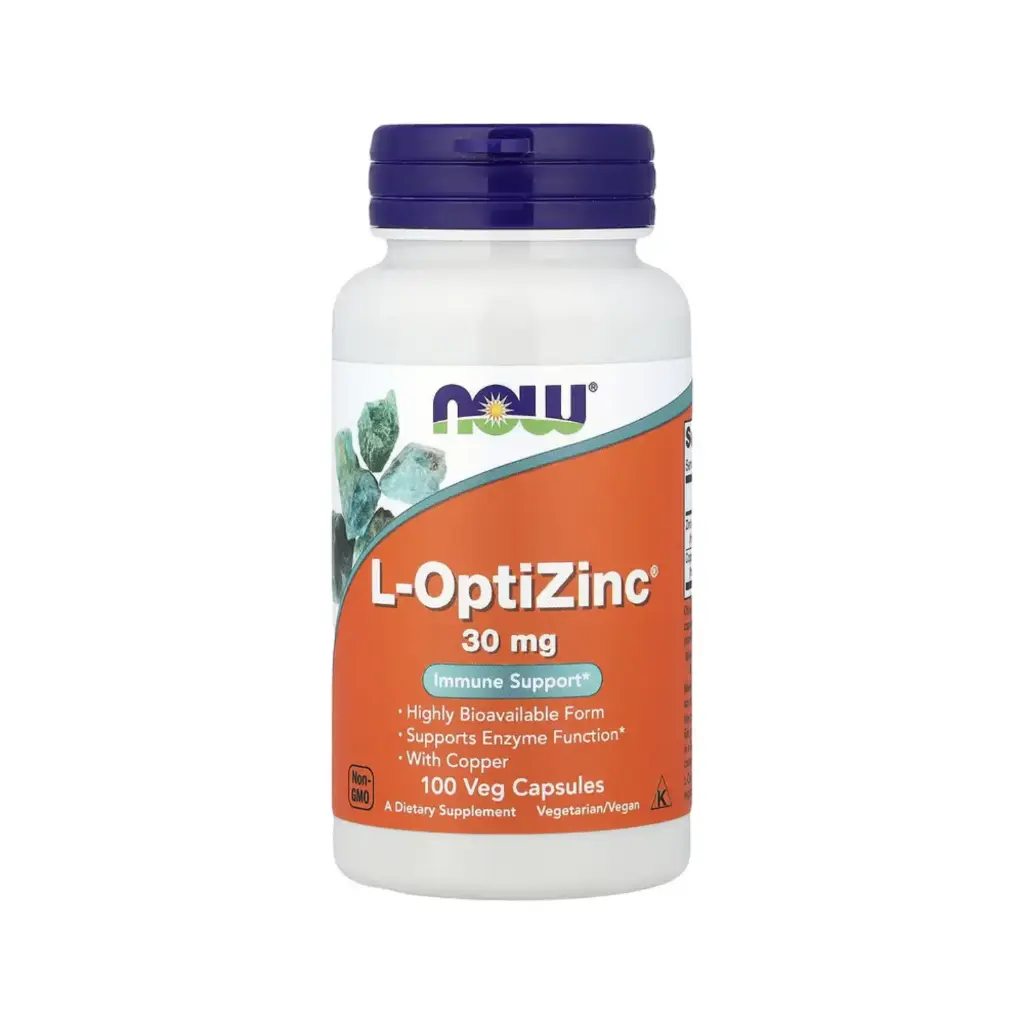 [733739015105] Now Foods L-Optizinc 30 Mg, Refuerzo Para El Sistema Inmunitario Y La Función Enzimática 100 Cápsulas Vegetales 
