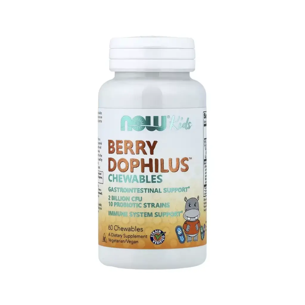 Now Foods Niños, Berry Dophilus, Refuerzo Gastrointestinal 60 Tabletas Masticables
