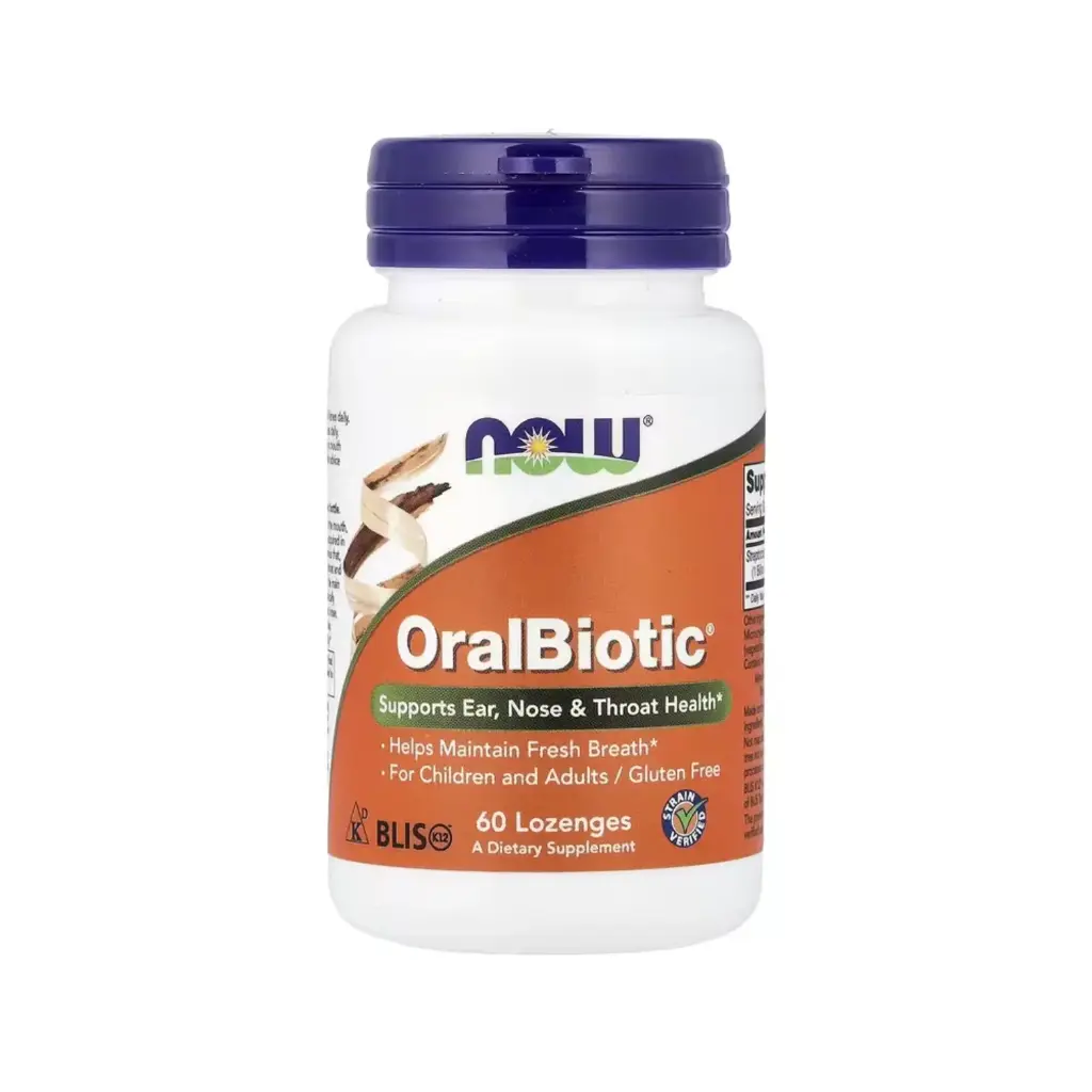 Now Foods Oralbiotic®, Suplemento Para Favorecer La Salud De Los Oídos, La Nariz Y La Garganta, 60 Pastillas