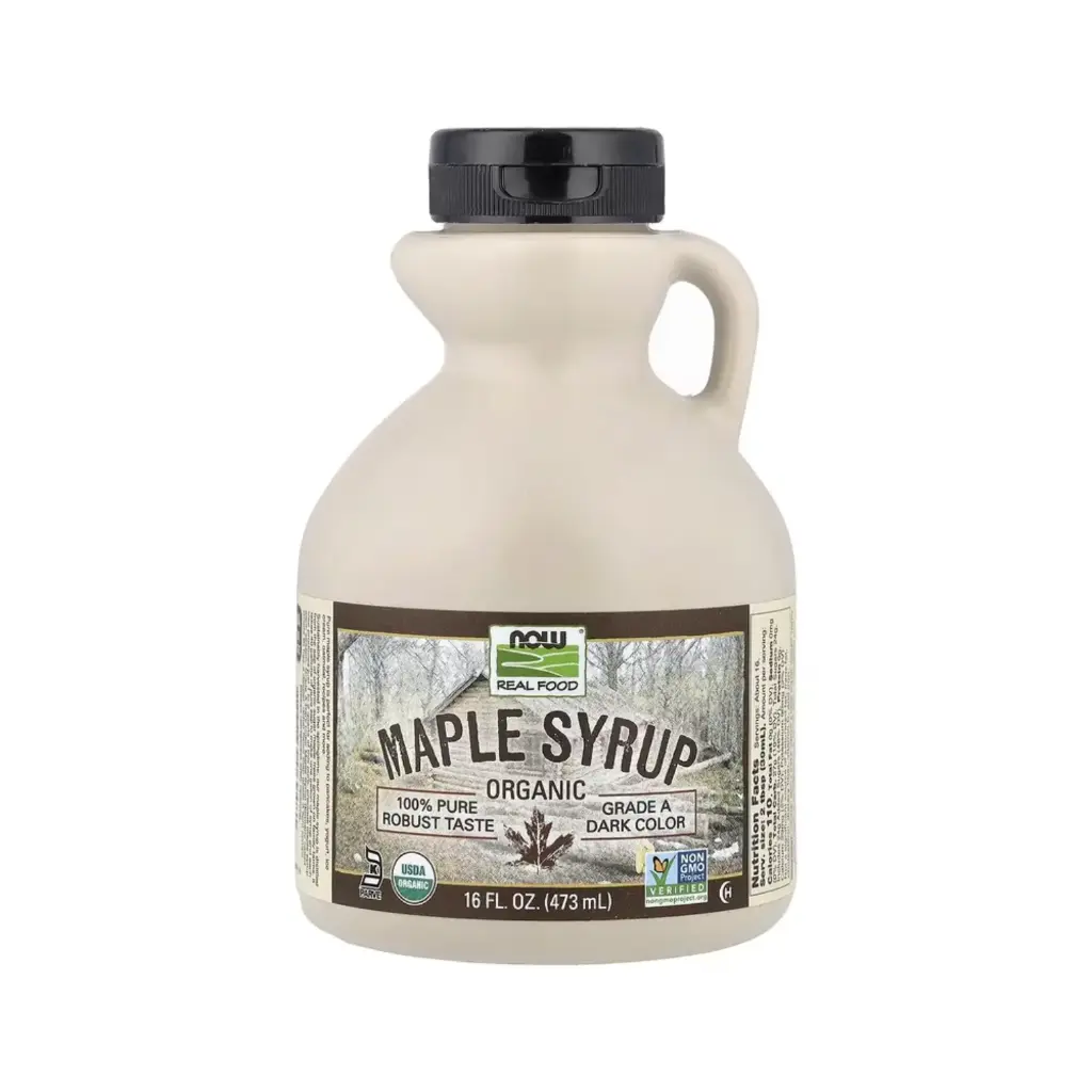 Now Foods Real Food Jarabe De Arce Orgánico, Grado A, Kosher Parve, Color Oscuro, 16 Onzas (473 Ml)