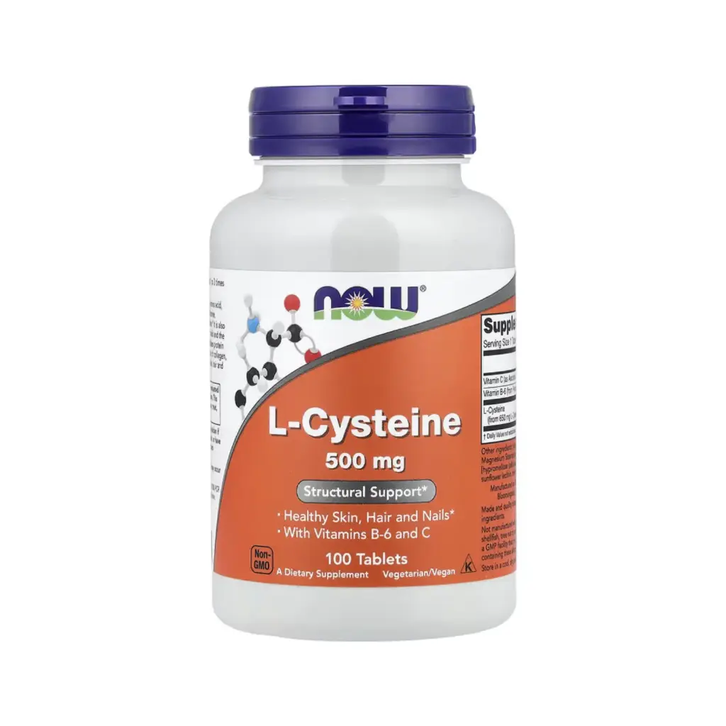 Now Foods L-Cisteína 500 Mg Con Vitamina B6 Y Vitamina C, Refuerzo Estructural 100 Tabletas