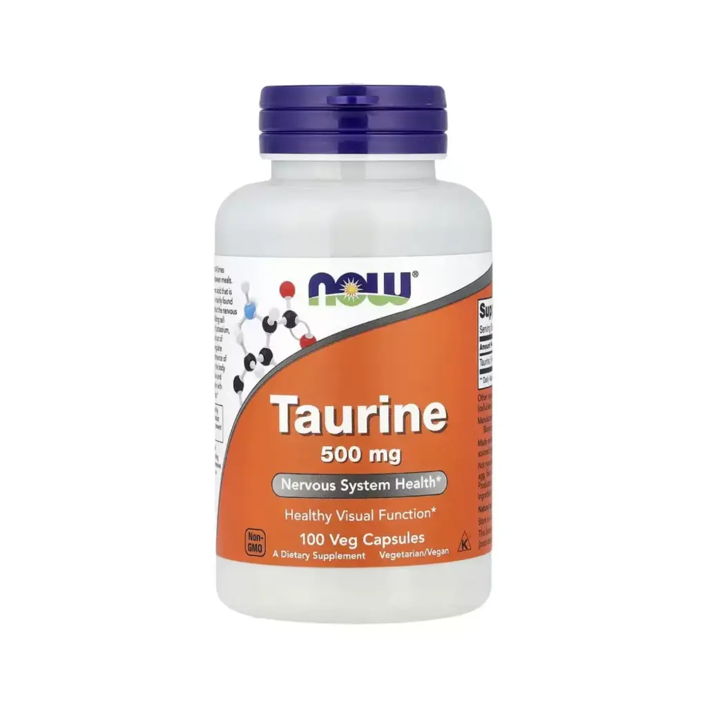 Now Foods Taurina 500 Mg, Funcionamiento Saludable De La Vista Y Para La Salud Del Sistema Nervioso 100 Cápsulas Vegetales 