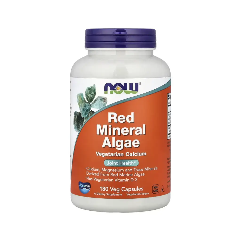Now Foods Algas Minerales Rojas Con Vitamina D2 Vegetal, Salud De Las Articulaciones 180 Cápsulas Vegetales 