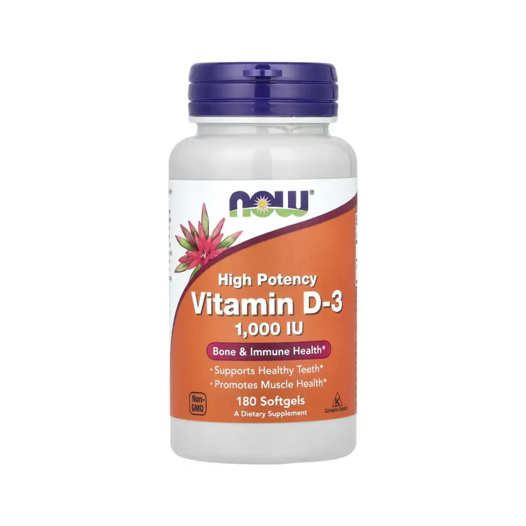 [733739003652] Now Foods Vitamina D3 Alta Potencia 1000 IU, Salud De Los Huesos Y El Sistema Inmunitario 180 Cápsulas Blandas 