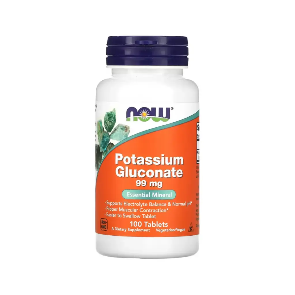Now Foods Gluconato De Potasio 99 Mg, Favorece El Equilibrio De Electrolitos Y El Ph Normal 100 Tablas 