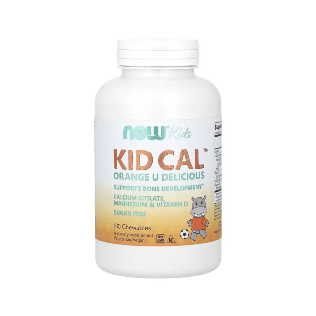 [733739012333] Now Foods Kid Cal, Citrato De Calcio, Magnesio & Vitamina D, Favorece El Desarrollo Óseo 100 Tabletas Masticables 