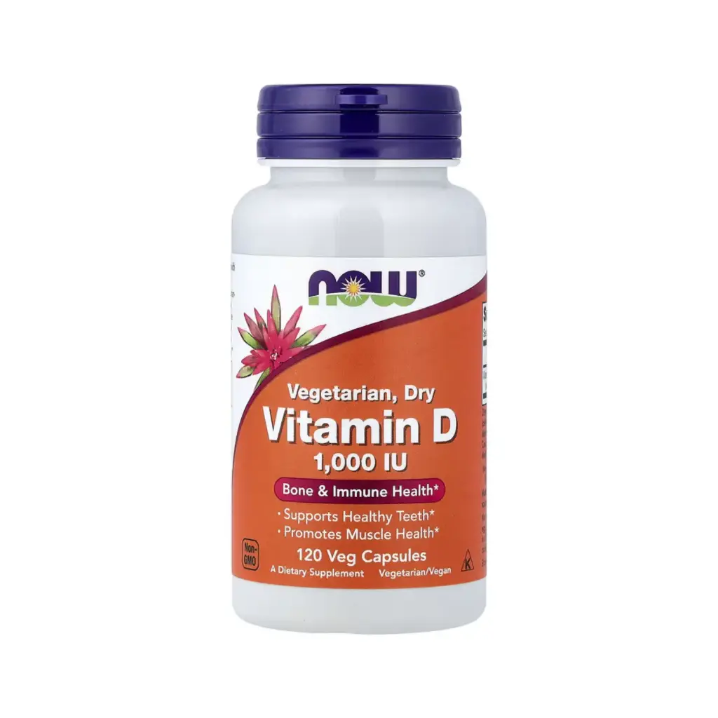 [733739003683] Now Foods Vitamina D Seca Vegetariana 1000 IU, Promueve La Salud Muscular Y Salud De Los Huesos Y El Sistema Inmunitario 120 Cápsulas Vegetales