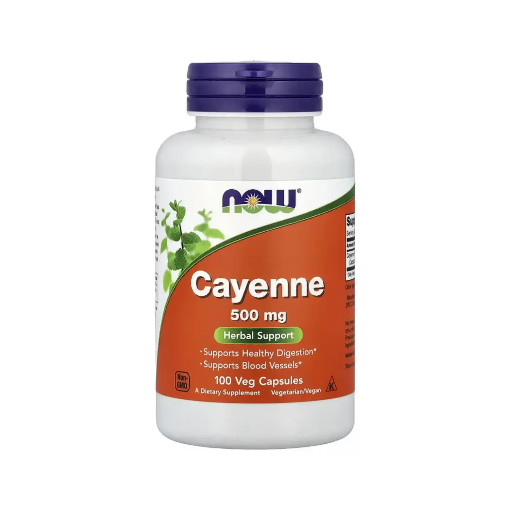Now Foods Cayena 500 Mg, Promueve Una Digestión Saludable Y Refuerza Los Vasos Sanguíneos 100 Cápsulas Vegetales 