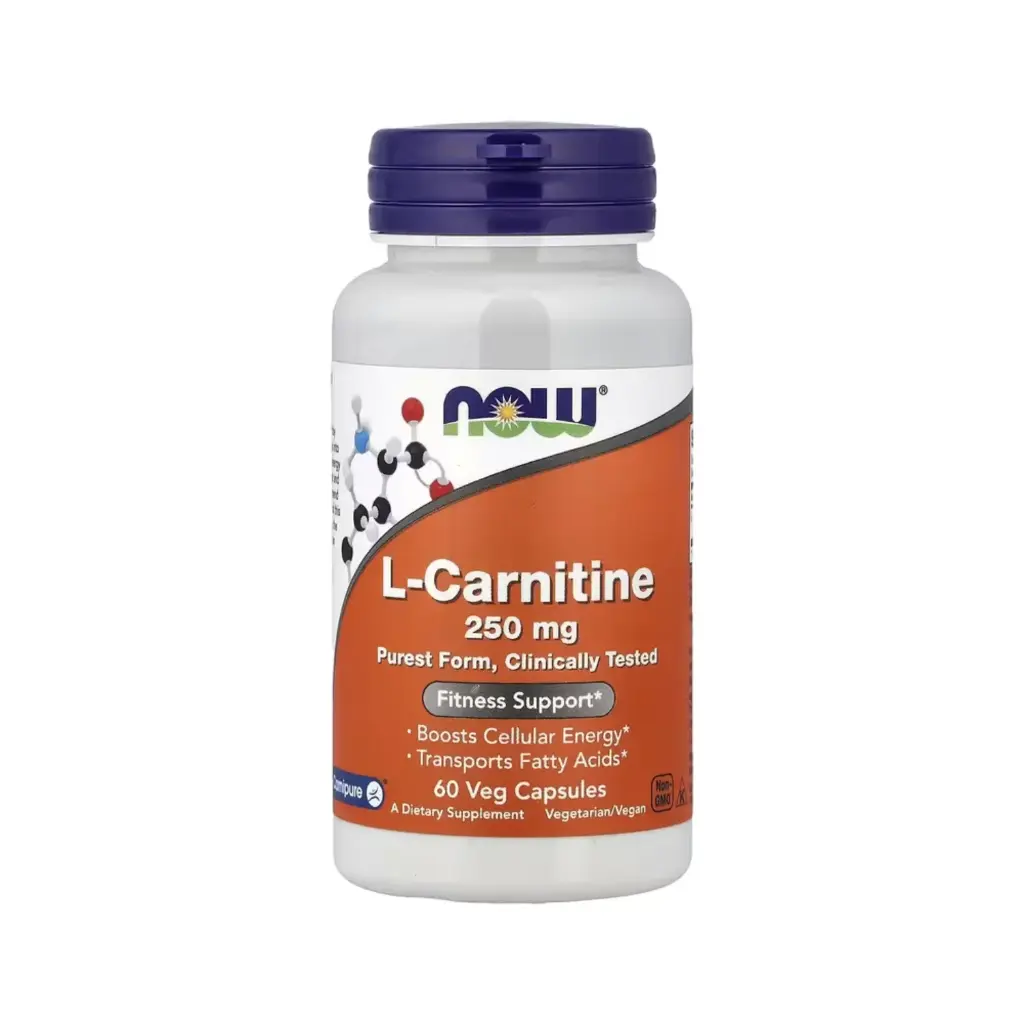 Now Foods L-Carnitina 250 Mg, Refuerzo Para El Acondicionamiento Físico 60 Cápsulas Vegetales 