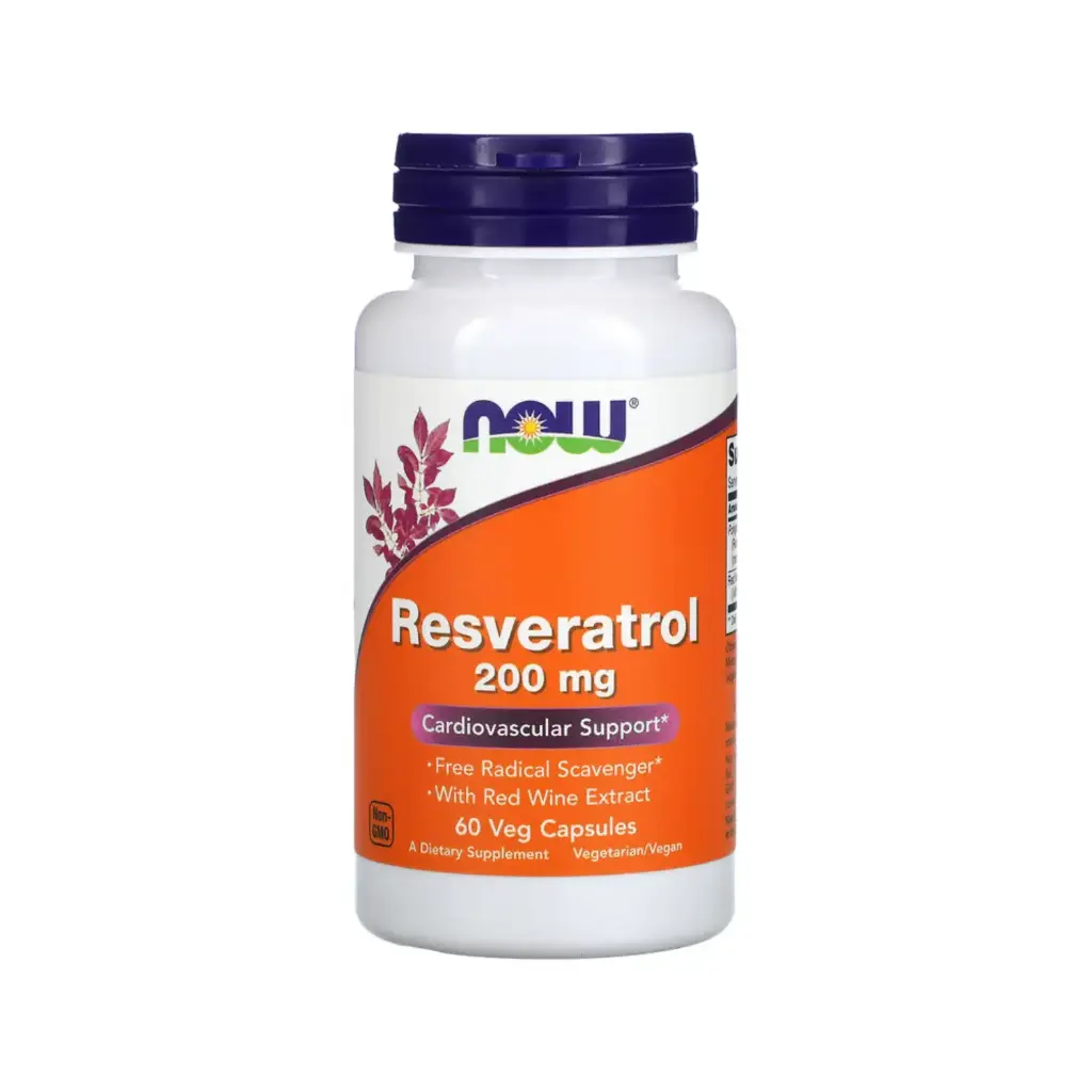 [733739033536] Now Foods Resveratrol Natural 200 Mg Con Extracto De Vino Tinto, 60 Cápsulas Vegetarianas