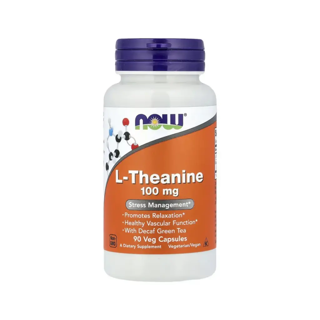 [733739001450] Now Foods L-Teanina 100 Mg Con Té Verde Descafeinado, Promueve La Relajación Y Función Vascular Saludable 90 Cápsulas Vegetales