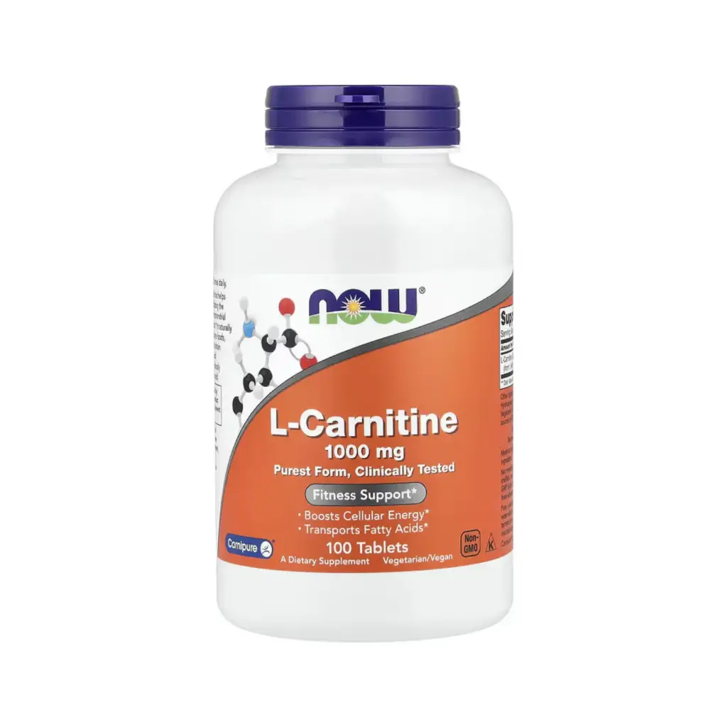 Now Foods L-Carnitina 1000 Mg, Refuerzo Para El Acondicionamiento Físico 100 Tabletas