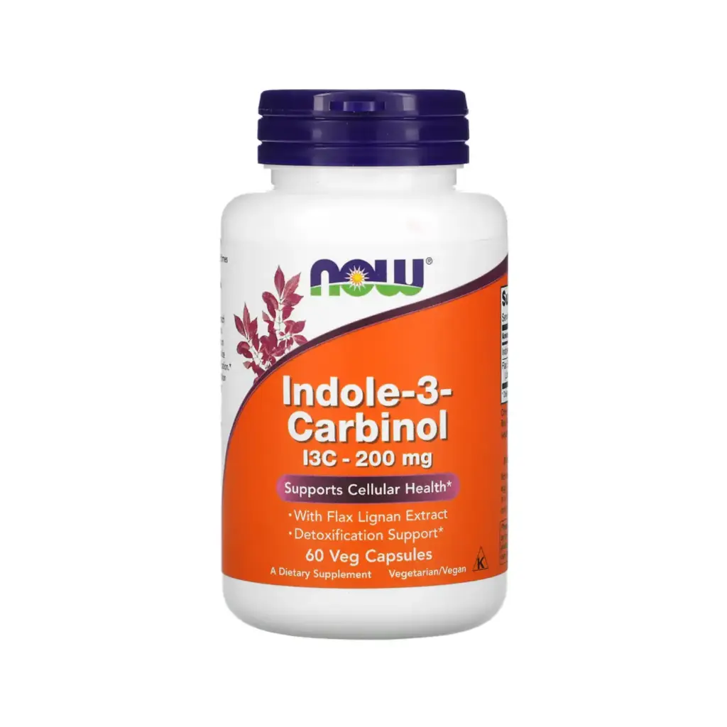 Now Foods Indol-3-Carbinol 200 Mg Con Extracto De Lignano De Lino, Refuerzo Desintoxicante Y Promueve La Salud Celular 60 Cápsulas Vegetales