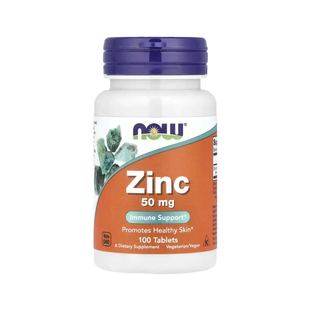 Now Foods Zinc 50 Mg, Refuerzo Inmunitario Y Promueve La Salud De La Piel 100 Tabletas