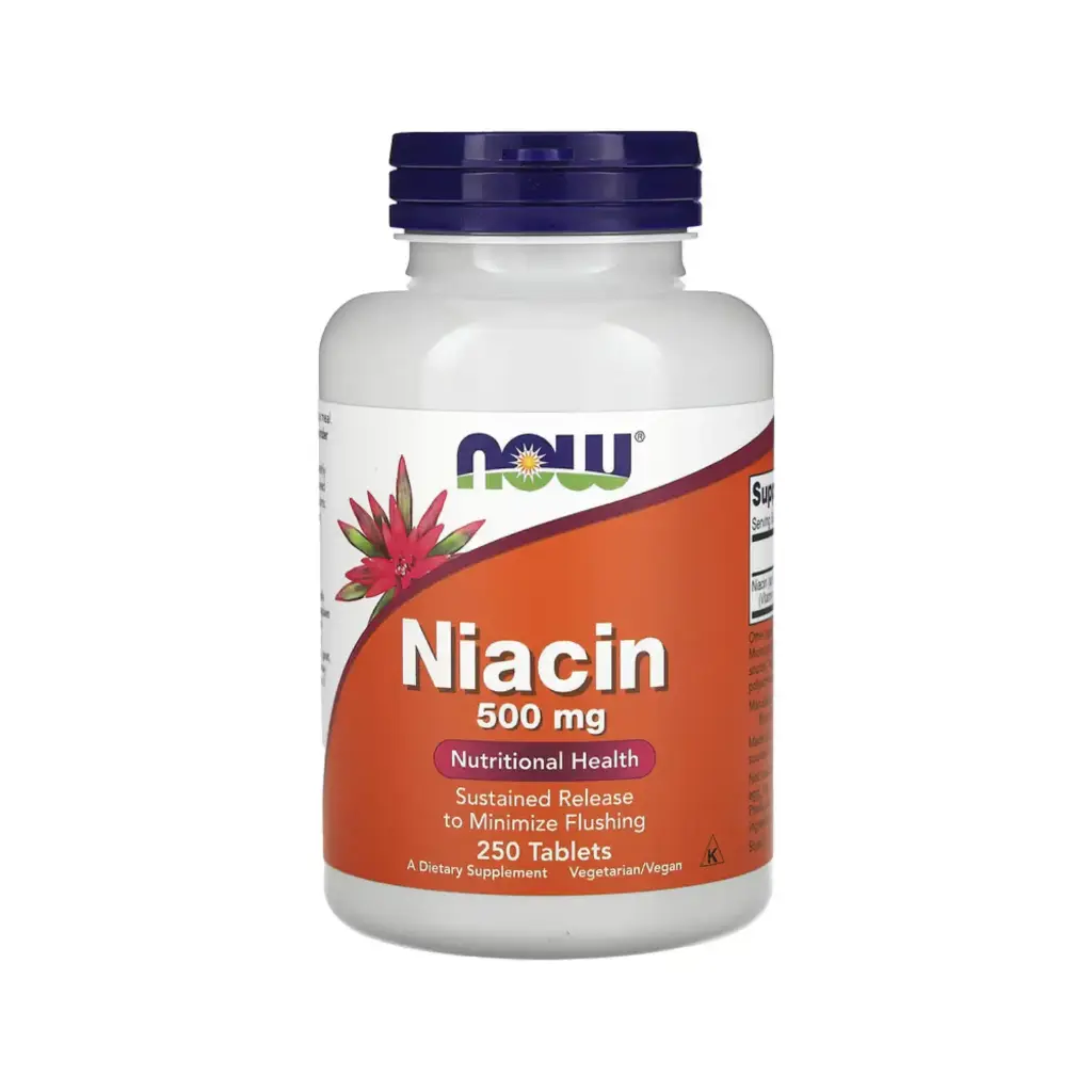 Now Foods Niacina 500 Mg, Liberación Prolongada Para Minimizar El Enrojecimiento 250 Tabletas