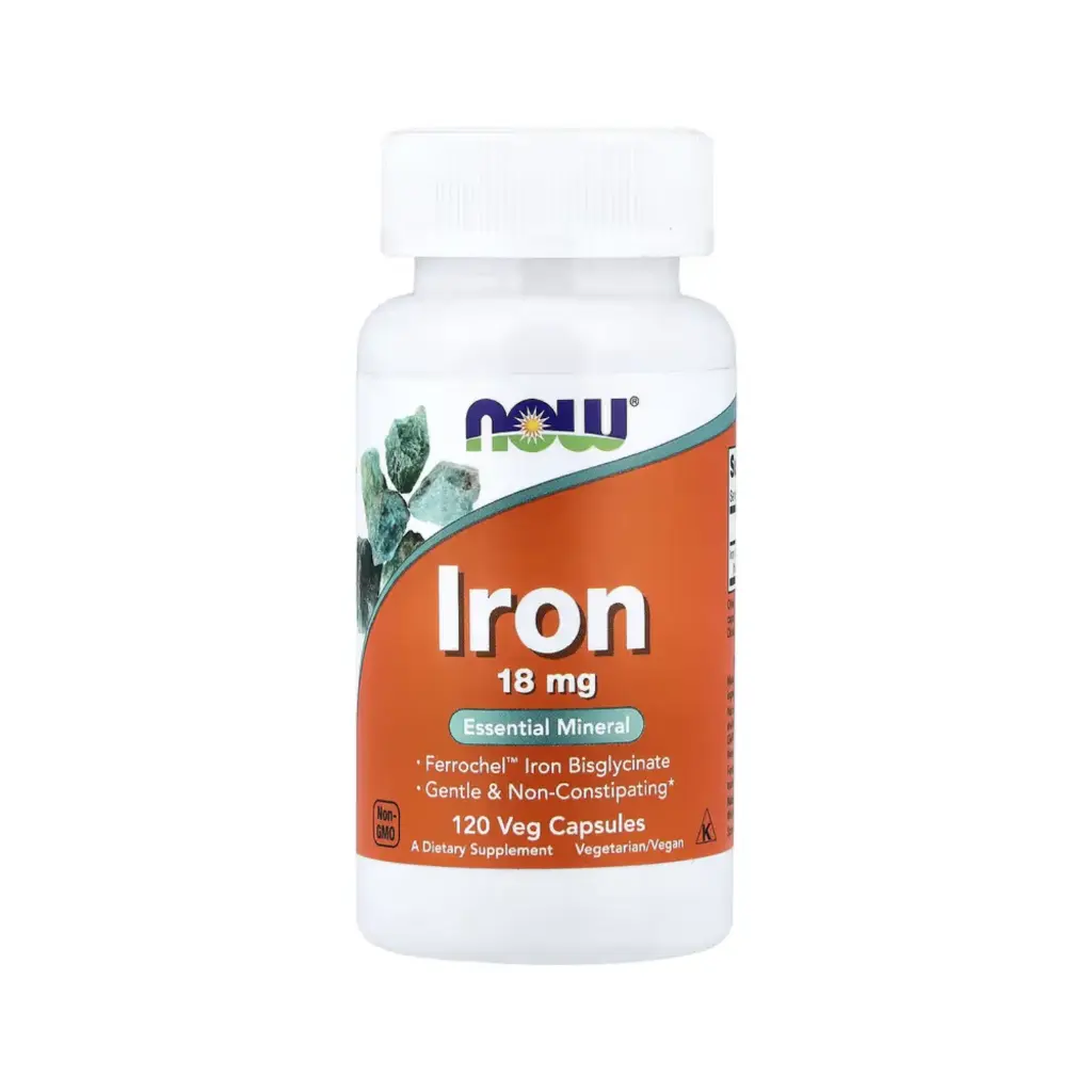 [733739014436] Now Foods Hierro 18 Mg, Mineral Esencial 120 Cápsulas Vegetales 
