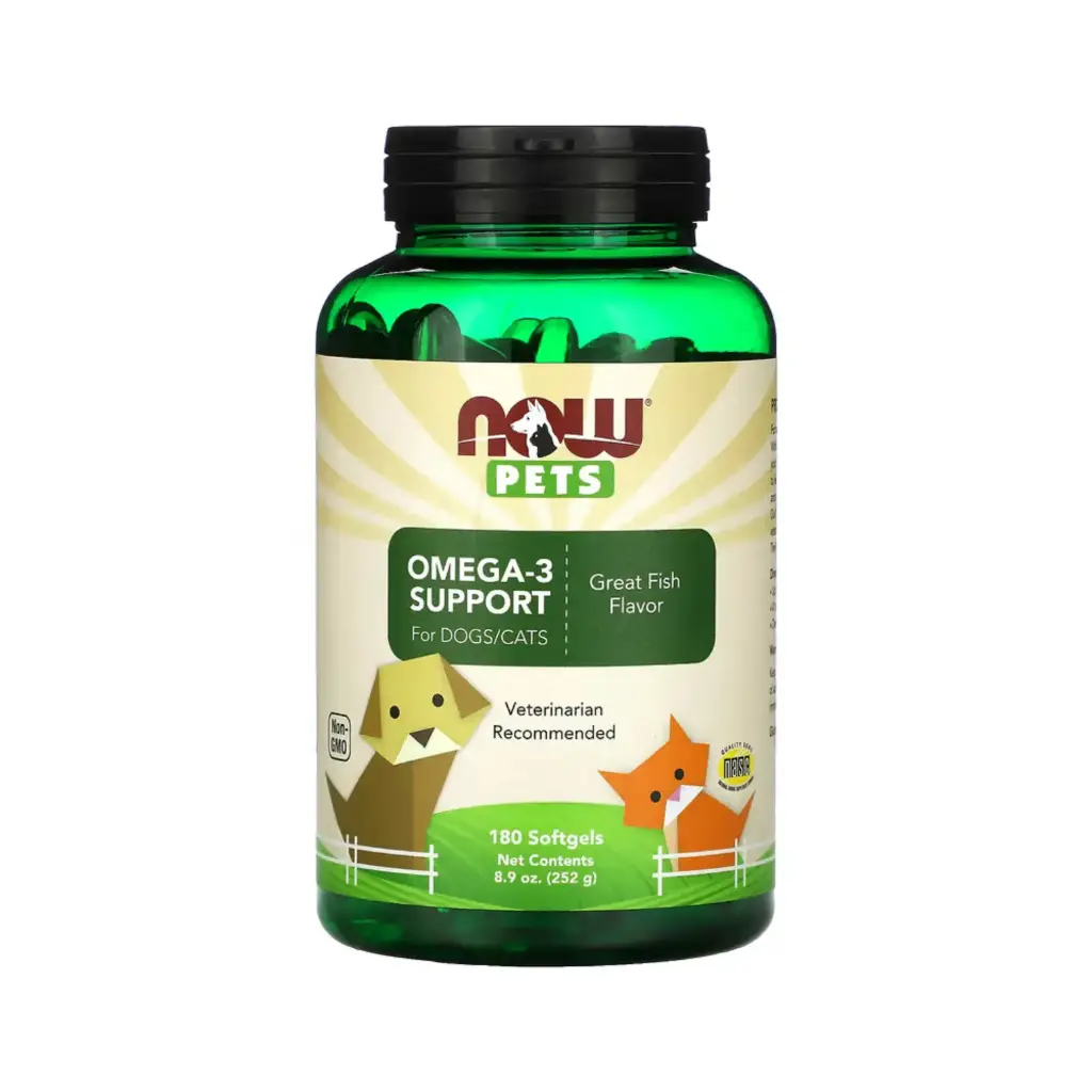 Now Foods Pets Refuerzo De Omega-3 Para Perros Y Gatos, 180 Cápsulas Blandas