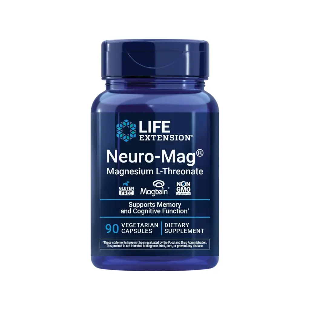 Life Extension Neuro-Mag Magnesio L-treonato, Salud de la Memoria, Pensamiento Rápido, Apoyo a la Salud Cognitiva, Vegetariano, Sin GMO, 90 Cápsulas Vegetarianas