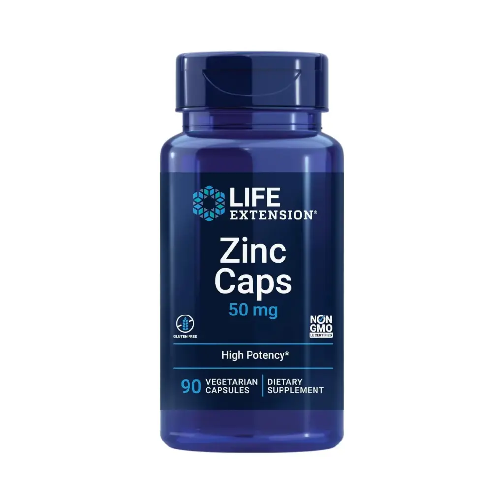 [737870181392] Life Extension Zinc Caps 50 mg, citrato de zinc, apoya las defensas inmunes del cuerpo, ultra absorbible, vegetariano, sin OMG, sin gluten, 90 cápsulas vegetarianas