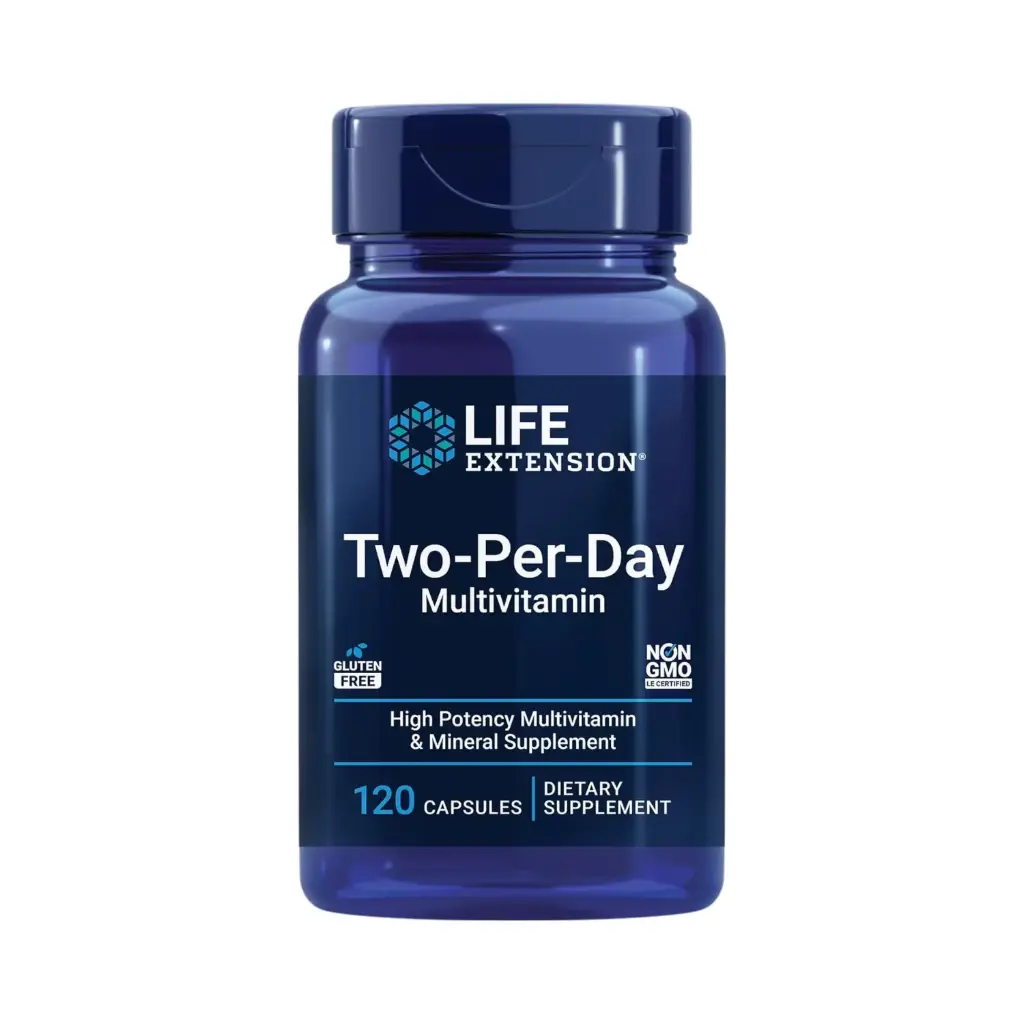 Life Extension Suplemento multivitamínico y mineral de alta potencia de dos por día, vitaminas, minerales sin gluten, sin OMG, 120 cápsulas
