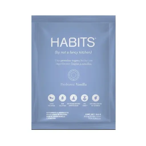 [7501468139729.] Habits Proteína Vegana Probioticos 16 Sobres Vainilla