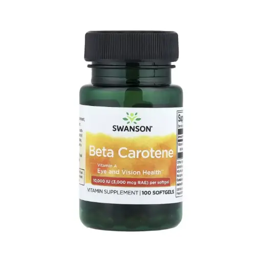 [087614010090] Swanson Beta-Caroteno 10.000 UI (3000 Mcg EAR) Salud Cerebral Y Visual, 100 Cápsulas Blandas