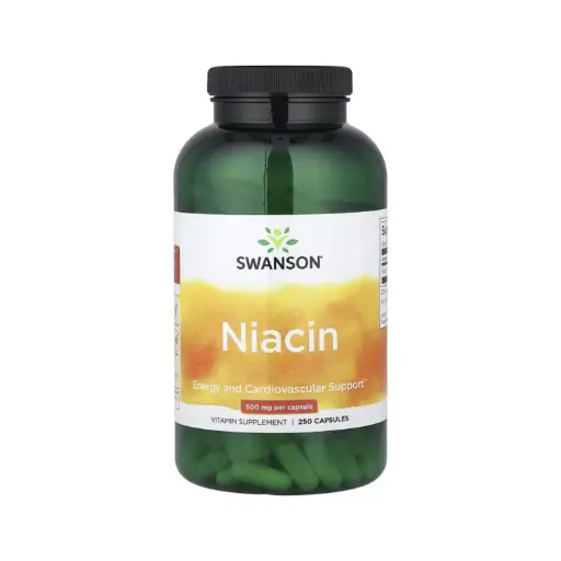 [087614010472] Swanson Niacina, Energía Y Refuerzo Cardiovascular 500 Mg, 250 Cápsulas
