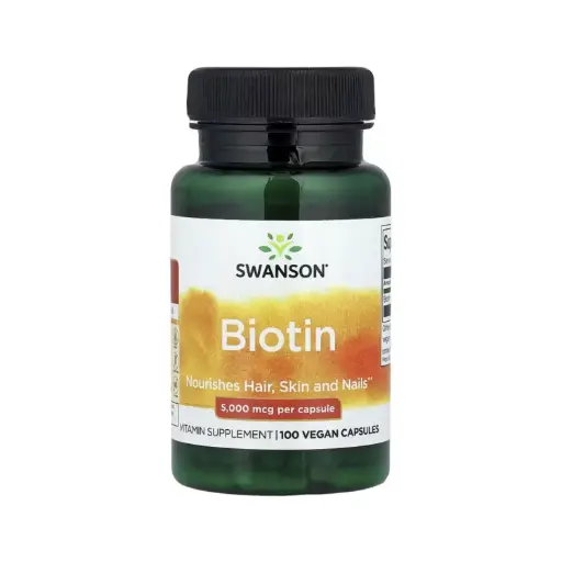 [087614018775] Swanson Biotina, Nutre El Cabello, La Piel Y Las Uñas, 5000 Mcg, 100 Cápsulas Veganas 