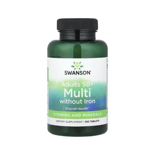 [087614019185] Swanson Suplemento Multivitamínico Sin Hierro, Adultos De 50 Años En Adelante, Salud General, 100 Tabletas