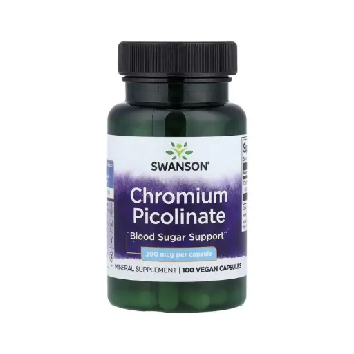 [0087614019222] Swanson Picolinato De Cromo, Refuerzo Para La Glucemia, 200 Mcg, 100 Cápsulas Veganas 