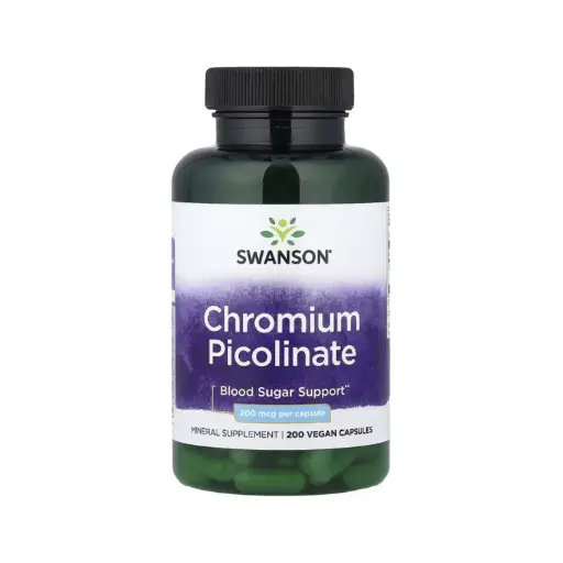 [087614019239] Swanson Picolinato De Cromo, Refuerzo Para La Glucemia, 200 Mcg, 200 Cápsulas Veganas 