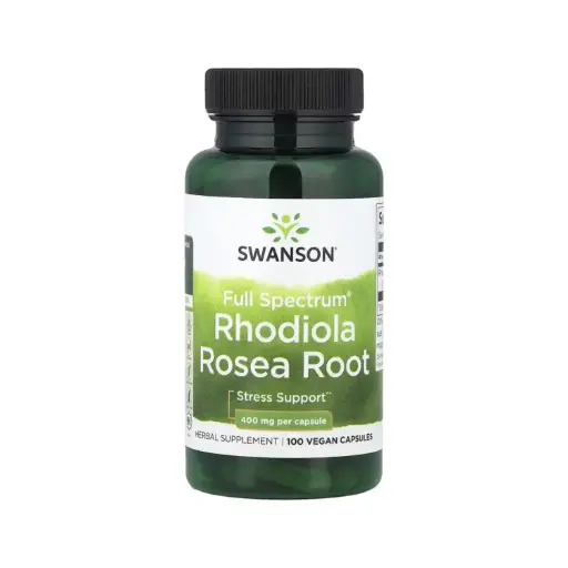 [087614110042] Swanson Raíz De Rhodiola Rosea De Espectro Completo, Para El Alivio Del Estrés 400 Mg, 100 Cápsulas Veganas