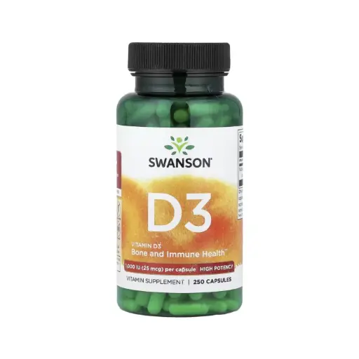 [087614110301] Swanson Vitamina D3 Alta Potencia Salud Ósea E Inmunitaria, 25 Mcg (1000 Ui), 250 Cápsulas