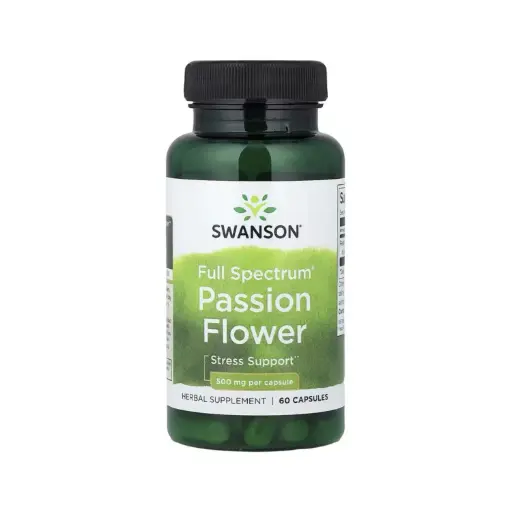 [087614111438] Swanson Full Spectrum, Flor De La Pasión, Suplemento Para El Alivio Del Estrés 500 Mg, 60 Cápsulas