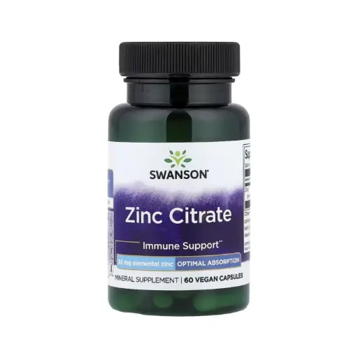 [087614113746] Swanson Citrato De Zinc, Refuerzo Inmunitario 50 Mg, 60 Cápsulas