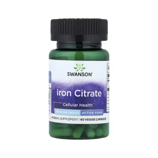 [087614113777] Swanson Citrato De Hierro, Forma Activa, Salud Celular 25 Mg, 60 Cápsulas Vegetales