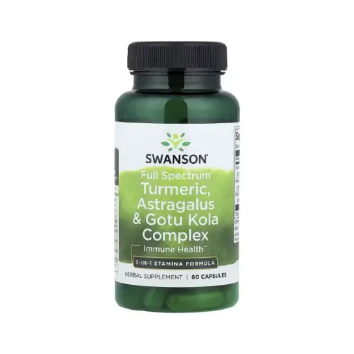 [087614115702] Swanson Complejo De Espectro Completo De Cúrcuma, Astrágalo Y Gotu Kola, Salud Inmunitaria 60 Cápsulas
