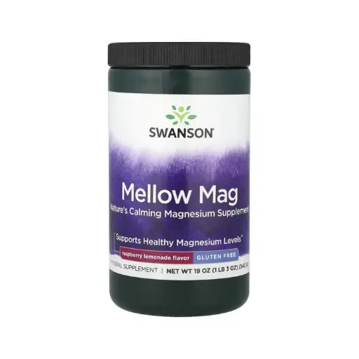 [087614117324] Swanson Mellow Mag, Limonada De Frambuesa, Promueve Niveles Saludables De Magnesio 543 G (19 Oz) 