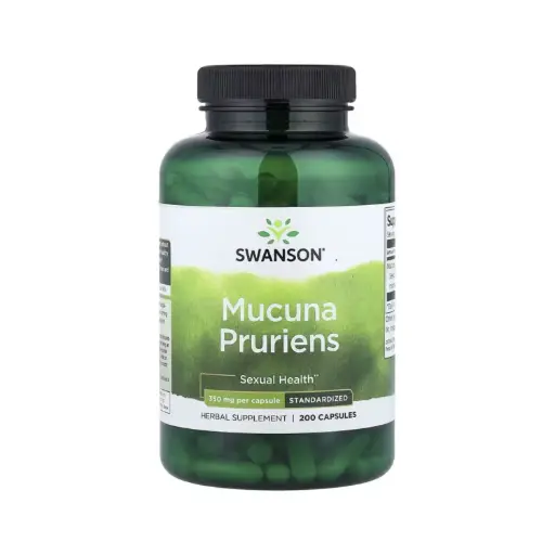 [087614141190] Swanson Mucuna Pruriens, Suplemento Estandarizado, Salud Sexual, 350 Mg, 200 Cápsulas