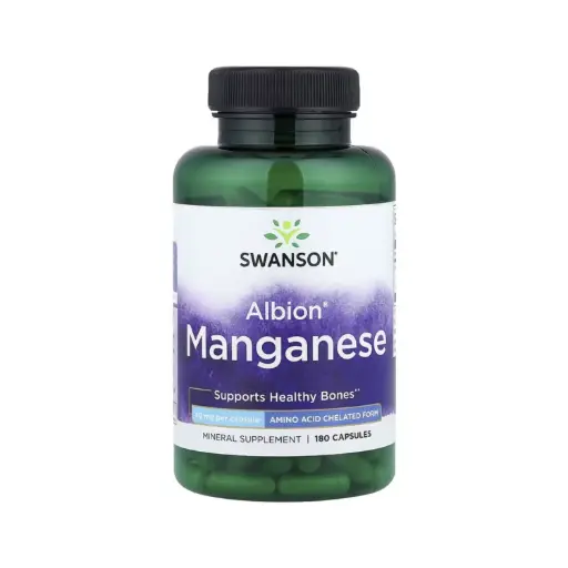 [087614020723] Swanson Manganeso Albion, Promueve La Salud De Los Huesos, 40 Mg, 180 Cápsulas 