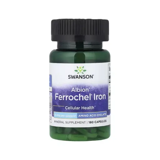 [087614020761] Swanson Albion, Hierro Ferrochel, Salud Celular, 18 Mg, 180 Cápsulas 